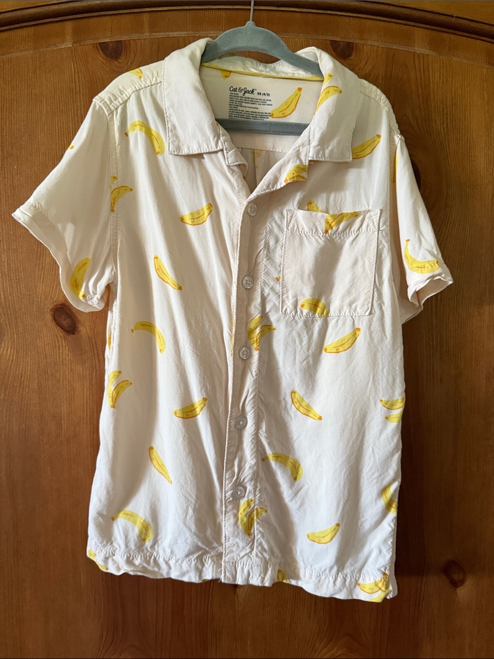Cat & Jack Cream Short-Sleeve Banana-Print Button Shirt - Men